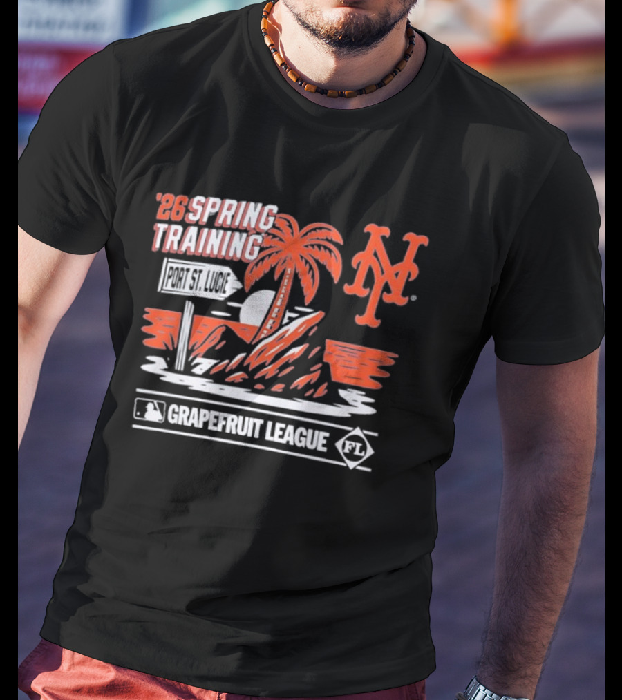 New York Mets 2026 Spring Training Grapefruit League Palm Tree Ocean T-Shirt
