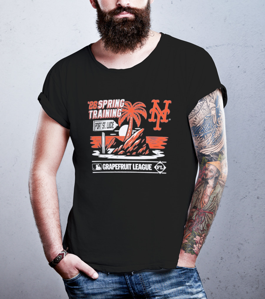New York Mets 2026 Spring Training Grapefruit League Palm Tree Ocean T-Shirt