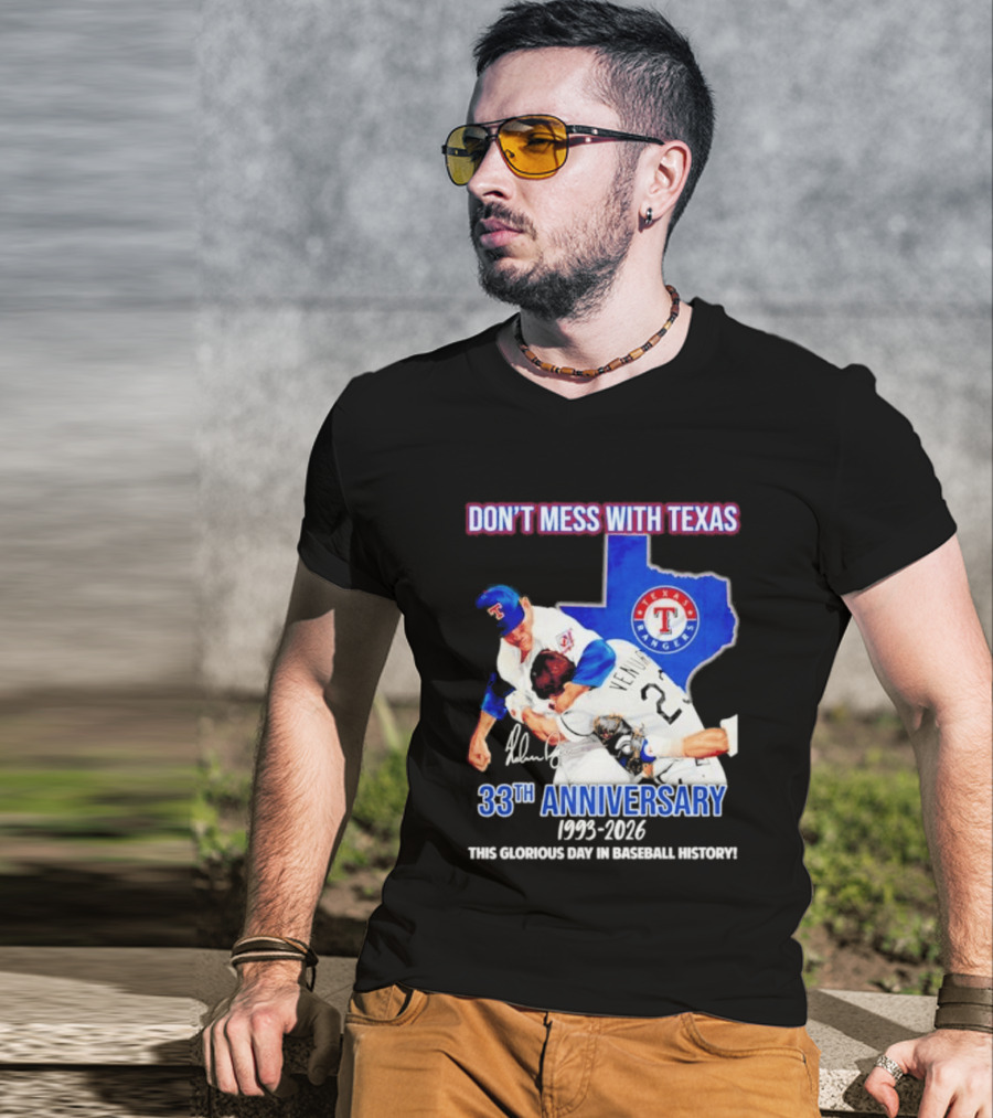 Nolan Ryan Robin Ventura Texas Rangers 33rd Anniversary 1993 2026 Baseball History T-Shirt