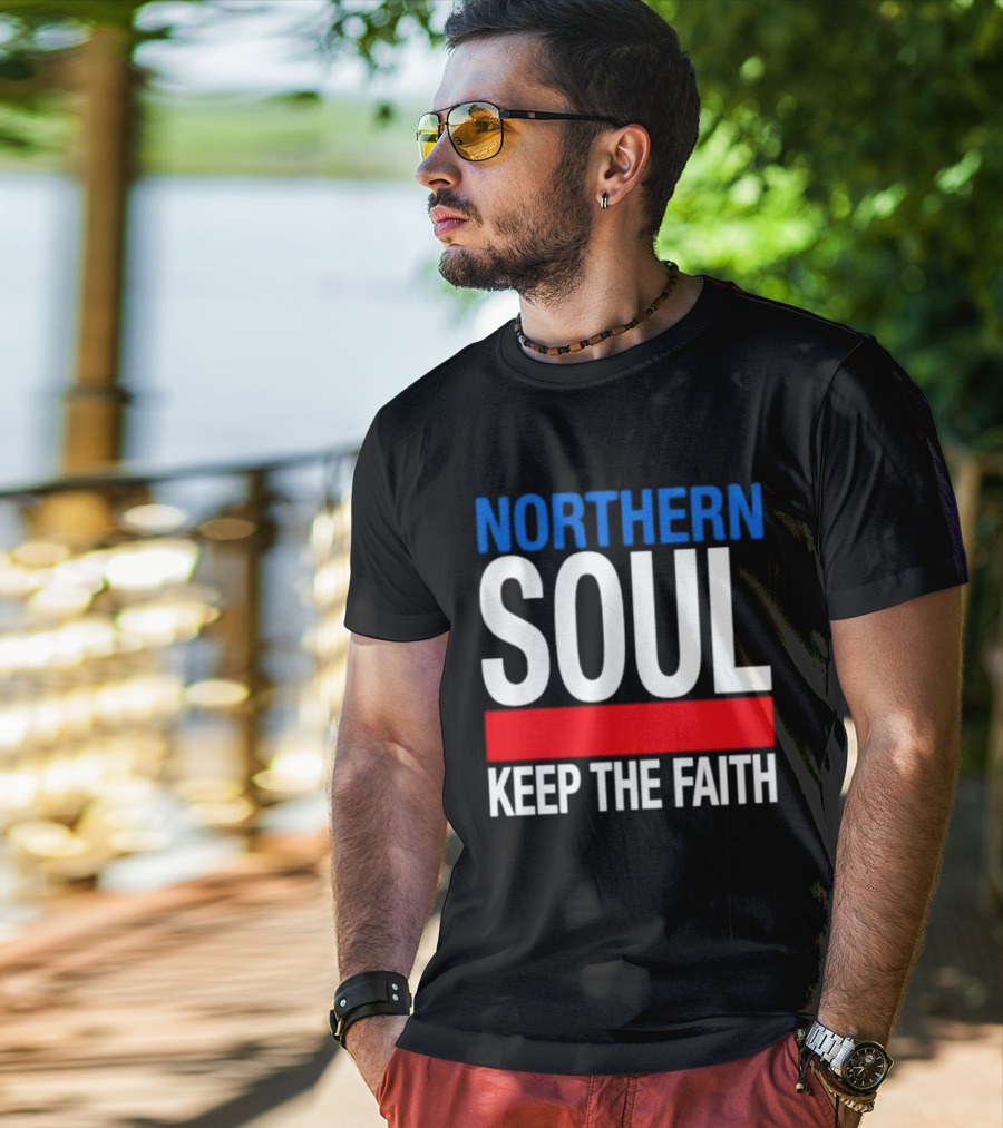Northern Soul Keep The Faith Blue And Red T-Shirt
