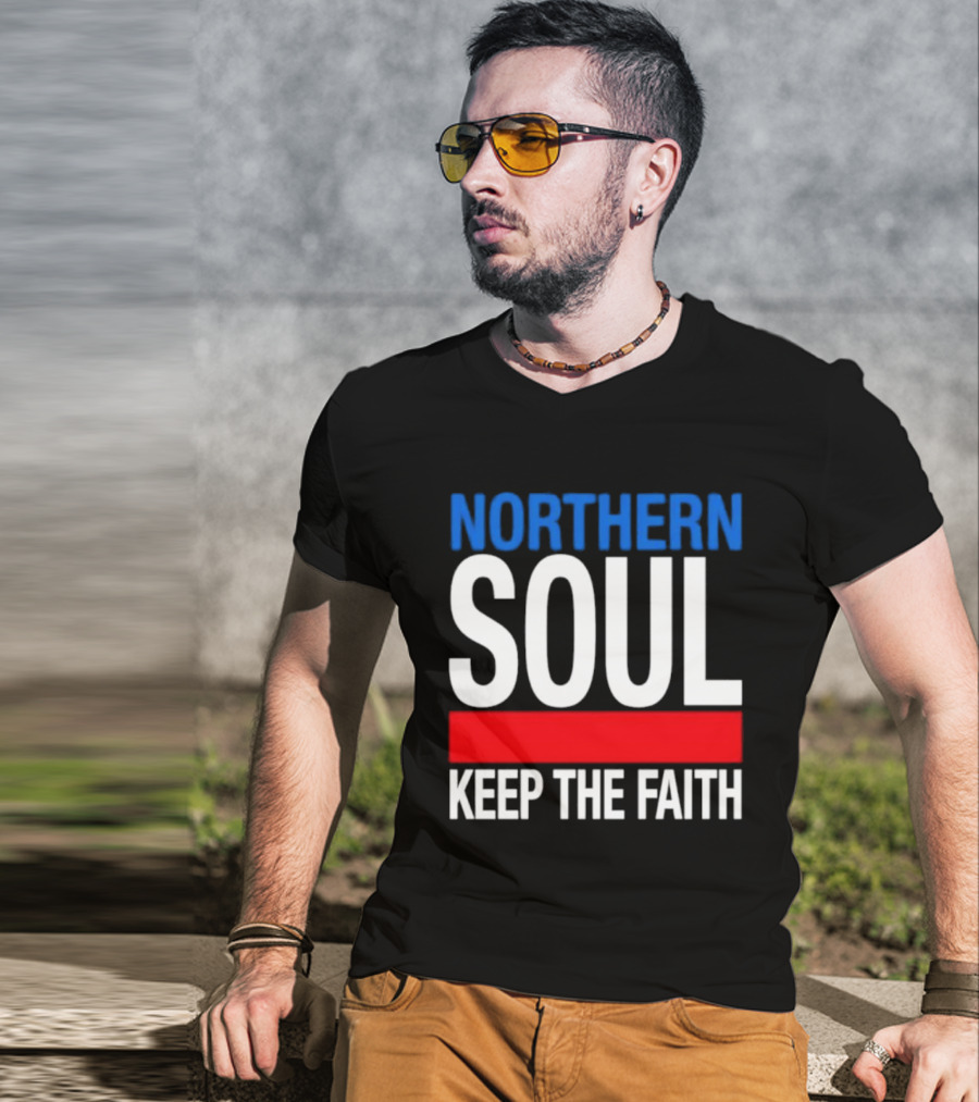 Northern Soul Keep The Faith Blue And Red T-Shirt