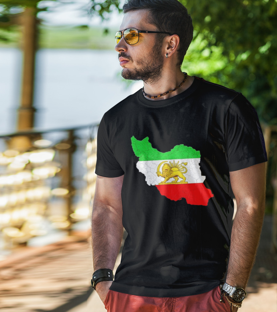 Iran Map With Lion And Sun Persian Heritage T-Shirt