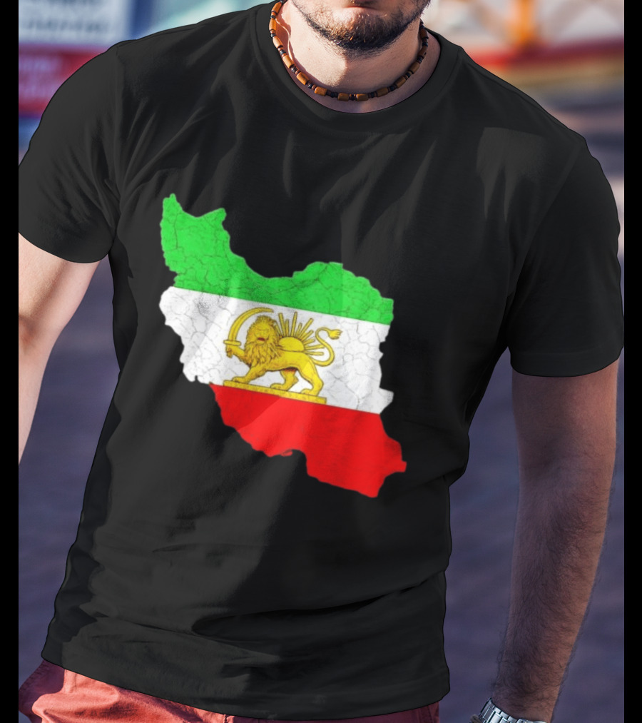 Iran Map With Lion And Sun Persian Heritage T-Shirt