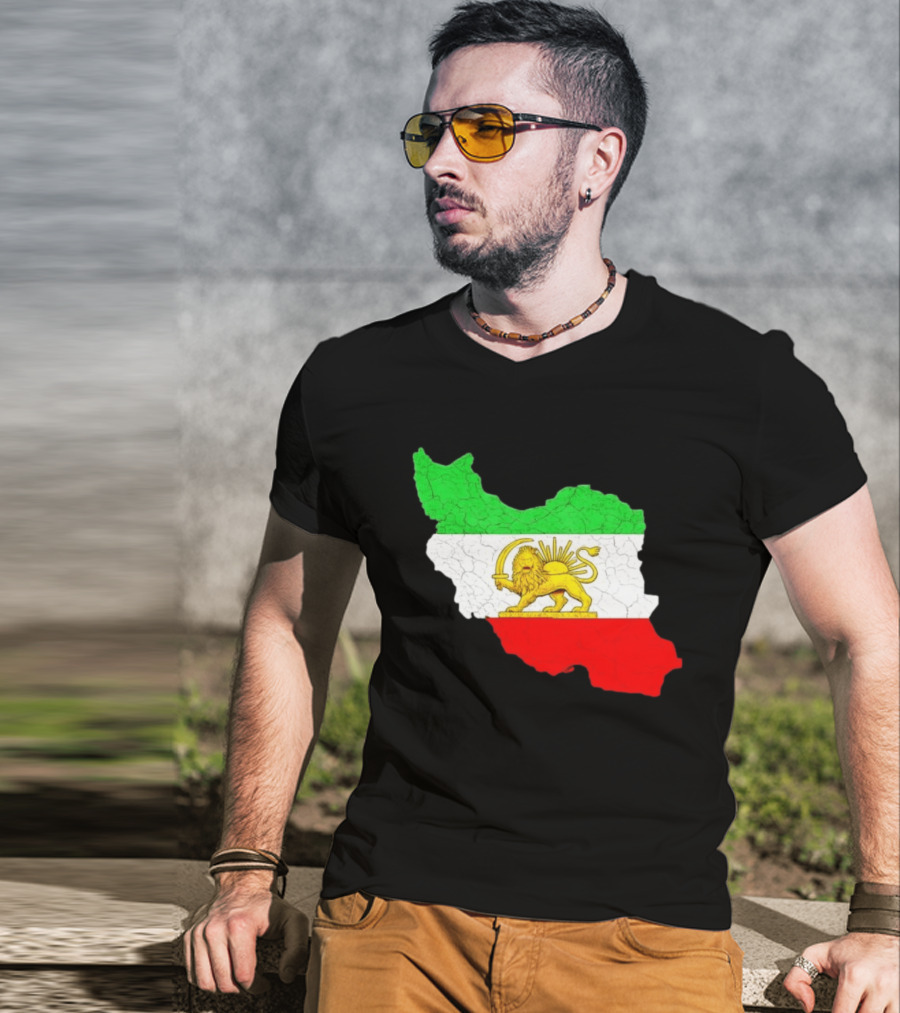 Iran Map With Lion And Sun Persian Heritage T-Shirt