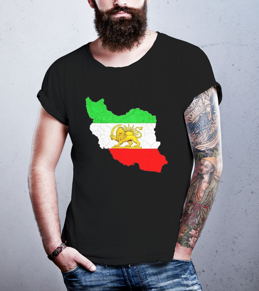 Iran Map With Lion And Sun Persian Heritage T-Shirt