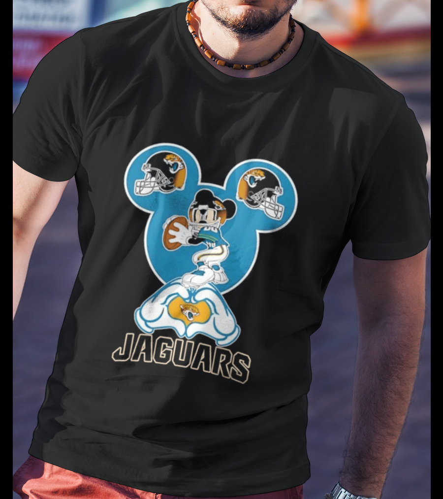 Mickey Mouse Jacksonville Jaguars Football Love Hands T-Shirt