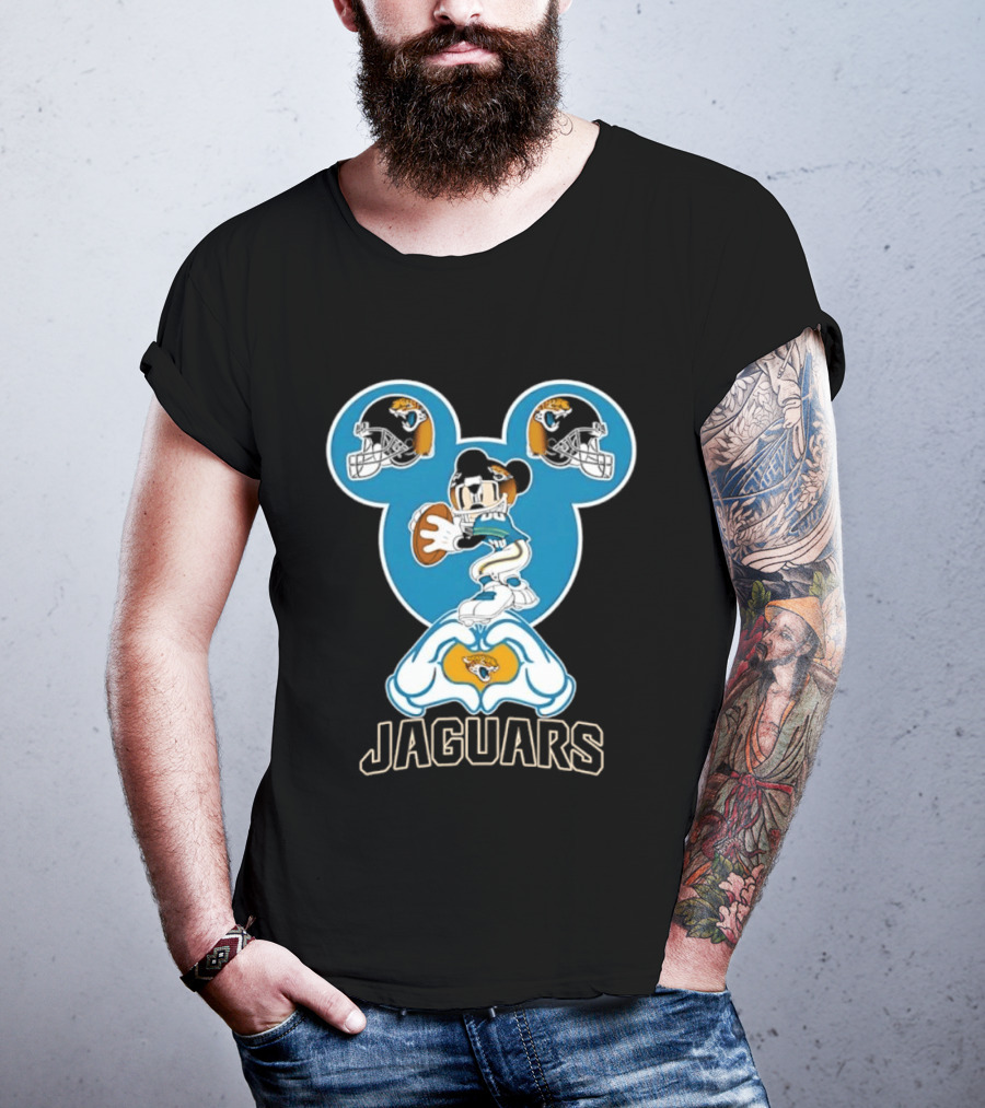 Mickey Mouse Jacksonville Jaguars Football Love Hands T-Shirt