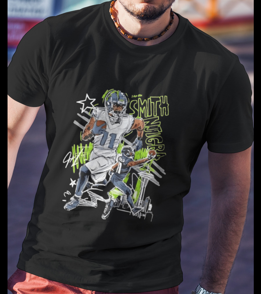 Jaxon Smith Njigba Seattle Seahawks 11 Scribble Football T-Shirt