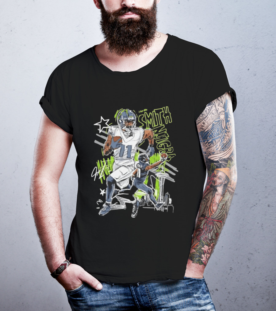 Jaxon Smith Njigba Seattle Seahawks 11 Scribble Football T-Shirt