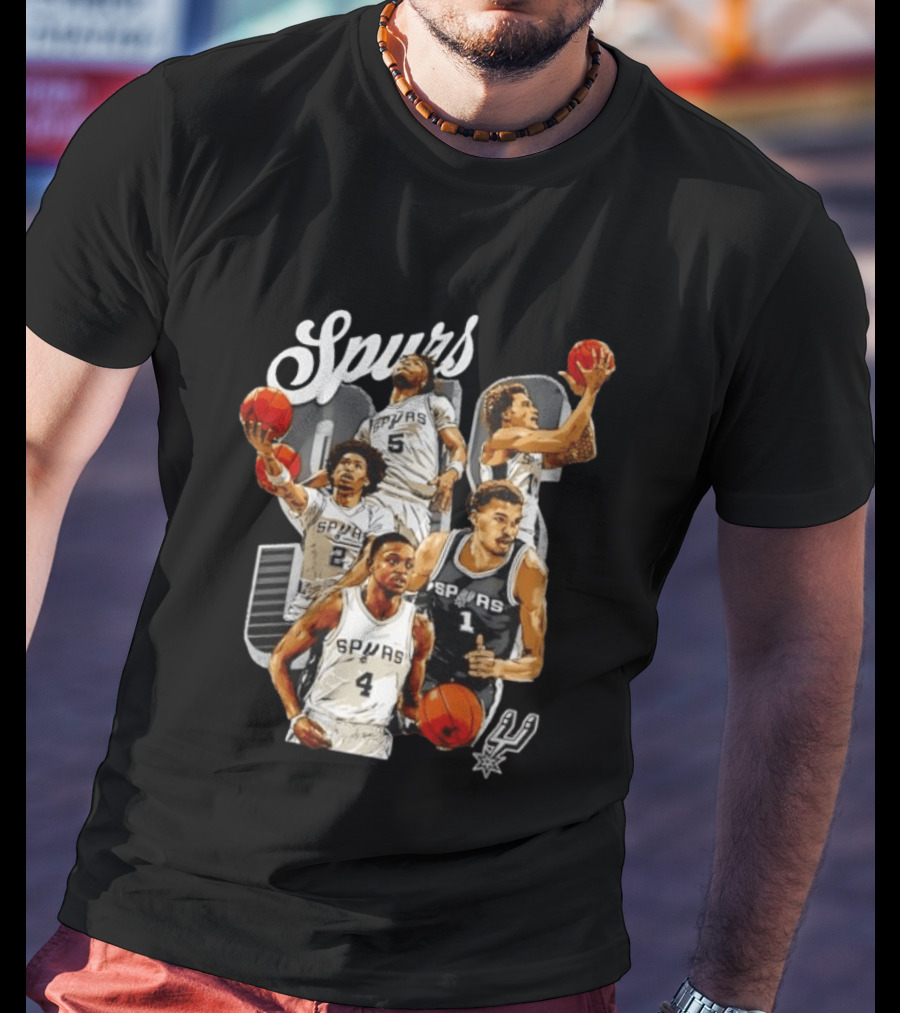 San Antonio Spurs 2026 Starting Five Team Players With Basketballs T-Shirt