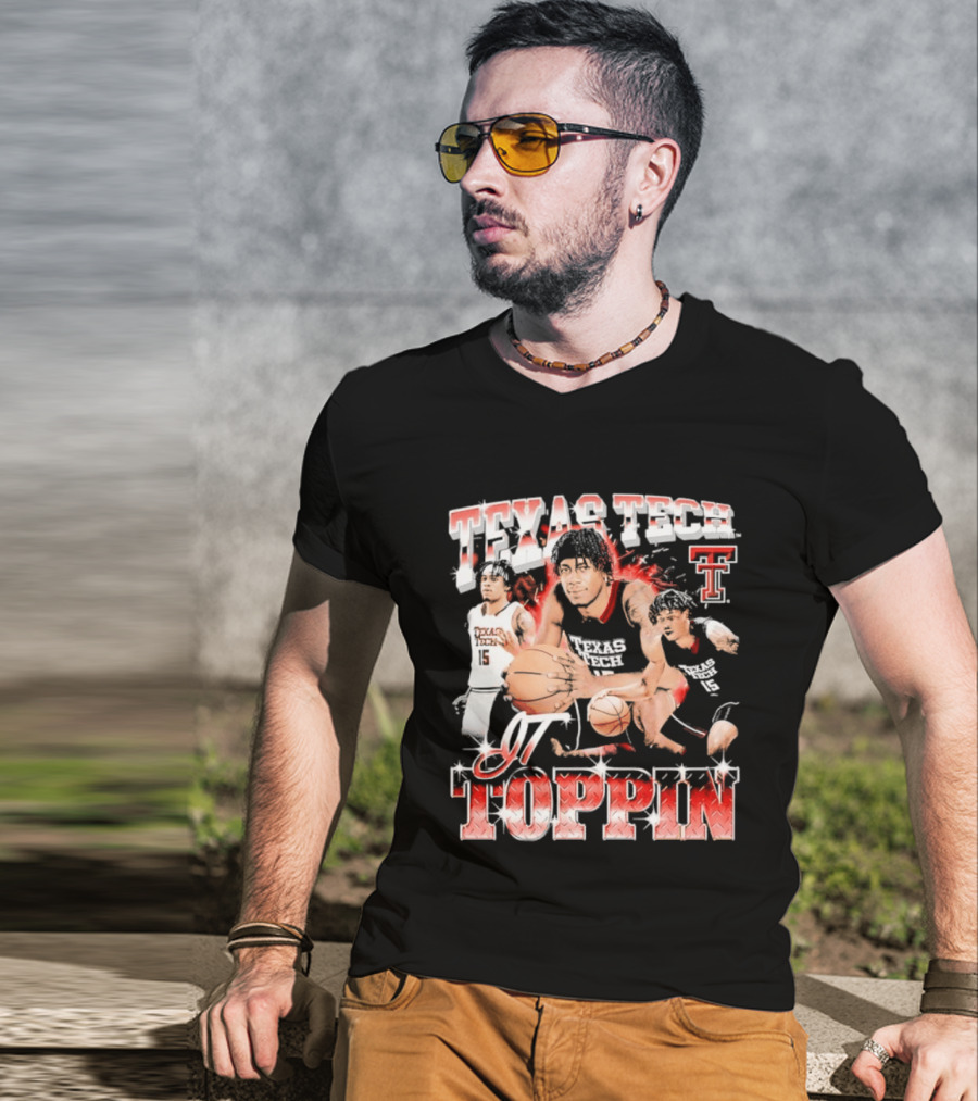 Texas Tech Basketball JT Toppin Red Raiders Collage T-Shirt