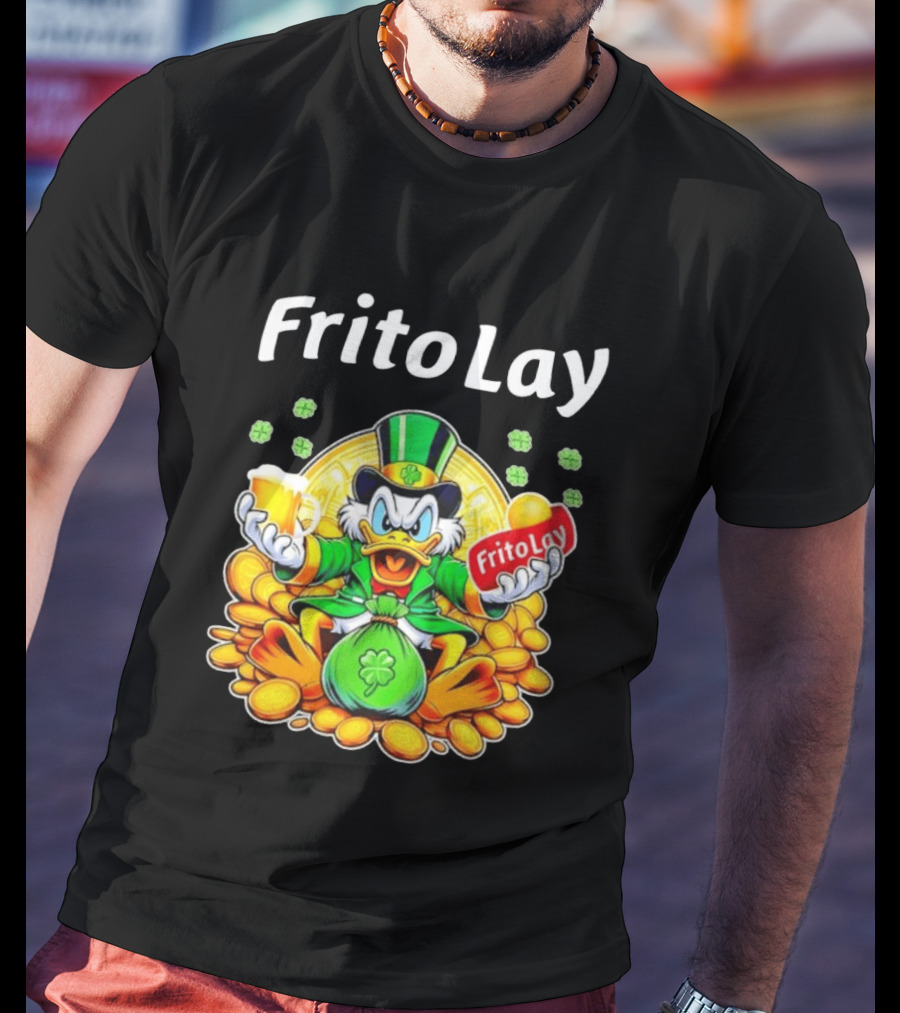 Frito Lay Scrooge McDuck St Patrick's Day Luck Coins Clover Beer T-Shirt