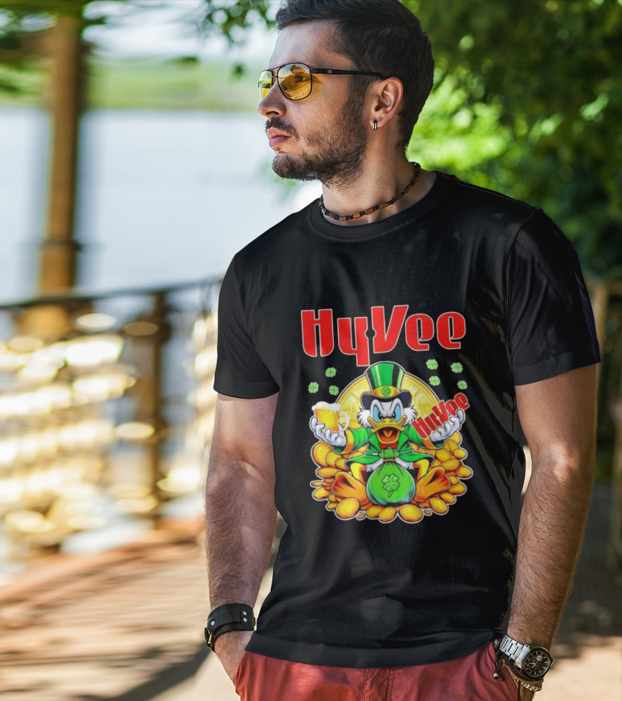 HyVee Scrooge McDuck St Patrick's Day Celebration With Gold Coins And Clover T-Shirt
