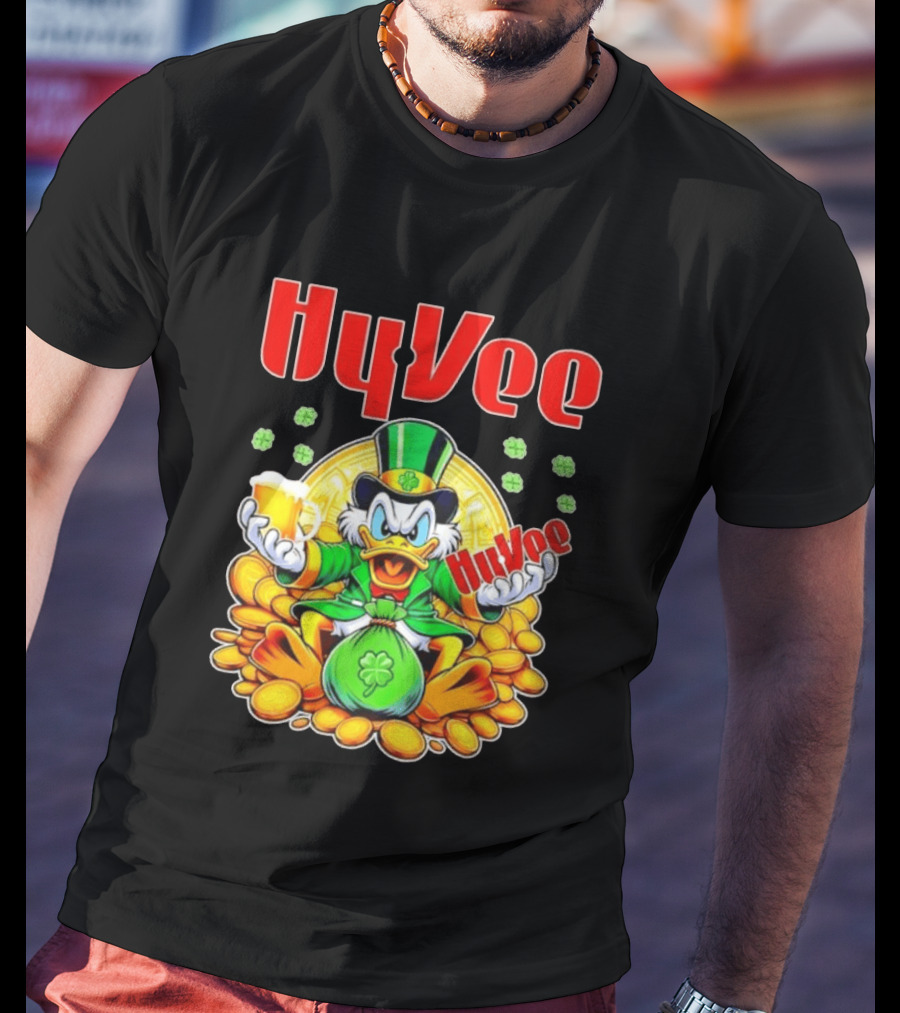 HyVee Scrooge McDuck St Patrick's Day Celebration With Gold Coins And Clover T-Shirt