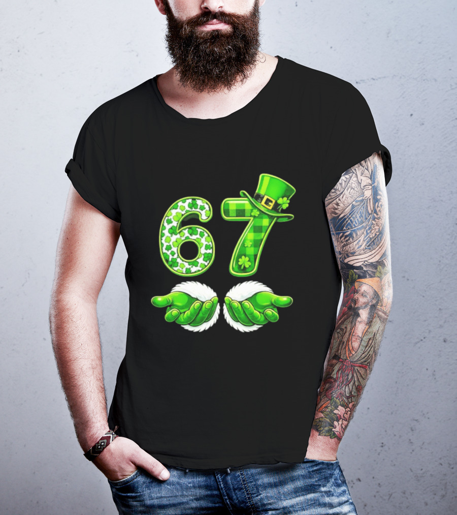 St Patricks Day 67 Shamrock Irish Clover Meme Green Hat Luck T-Shirt