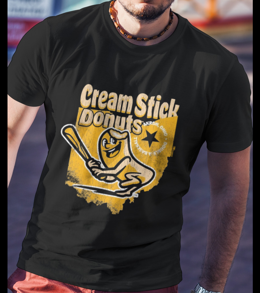 Cream Stick Donuts Ohio Baseball Star Buckeye T-Shirt
