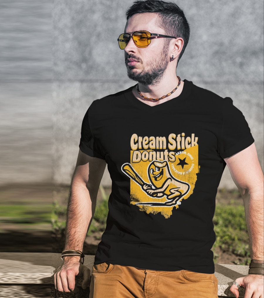 Cream Stick Donuts Ohio Baseball Star Buckeye T-Shirt