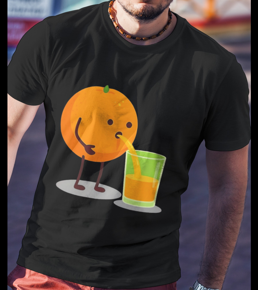 Orange Juice Squeezed Fun Cartoon T-Shirt