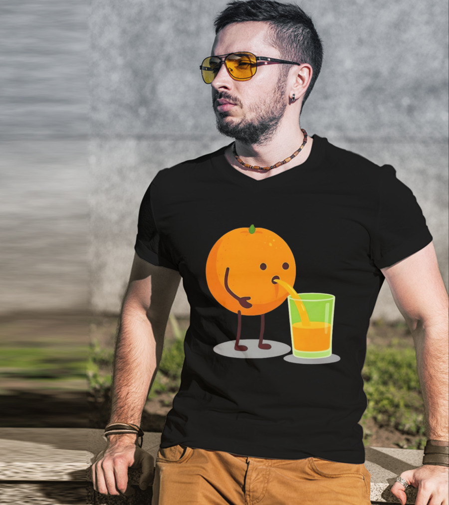 Orange Juice Squeezed Fun Cartoon T-Shirt