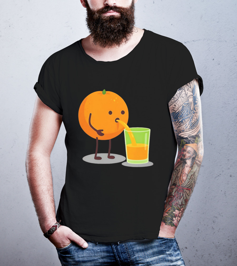 Orange Juice Squeezed Fun Cartoon T-Shirt