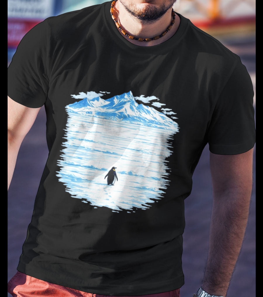 Penguin But Why Snowy Mountain Reflection T-Shirt