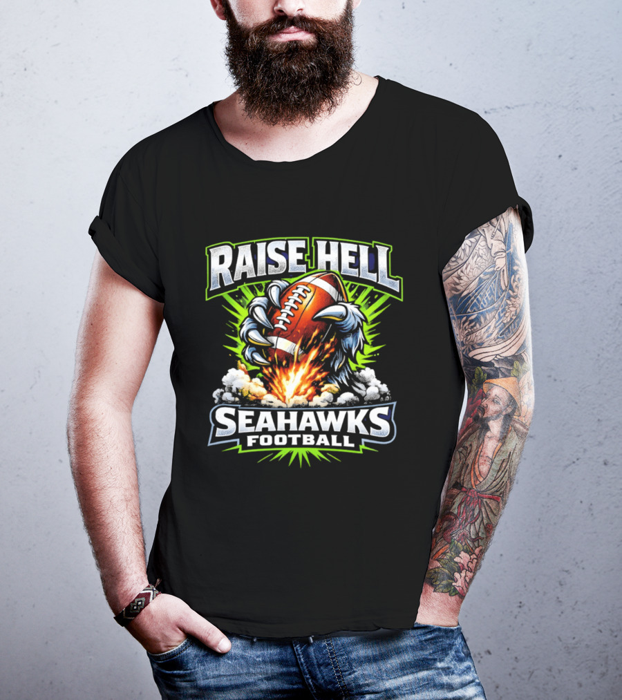 Raise Hell Seahawks Football Explosive Claw T-Shirt