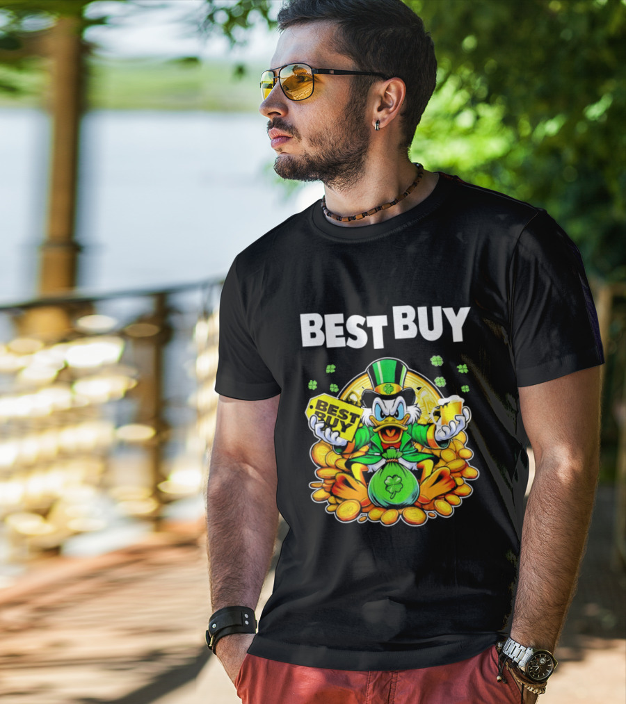Scrooge McDuck Best Buy St Patrick's Day Coins And Shamrocks Celebration T-Shirt