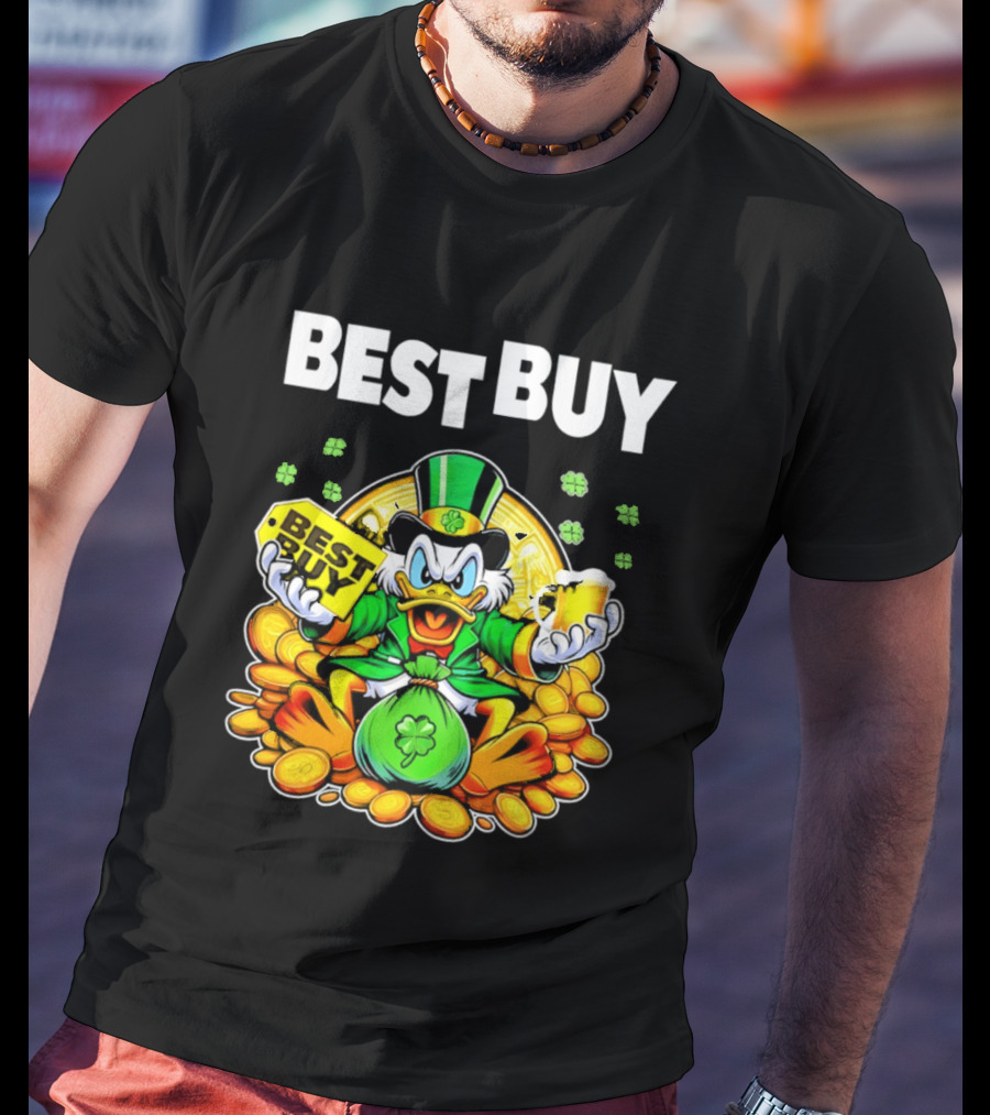 Scrooge McDuck Best Buy St Patrick's Day Coins And Shamrocks Celebration T-Shirt