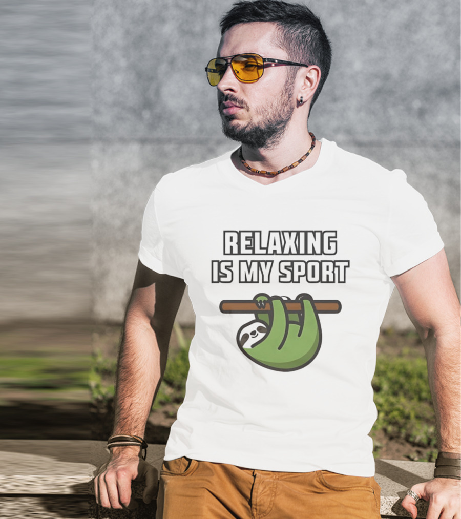 Relaxing Is My Sport Funny Sloth Hanging On Branch T-Shirt