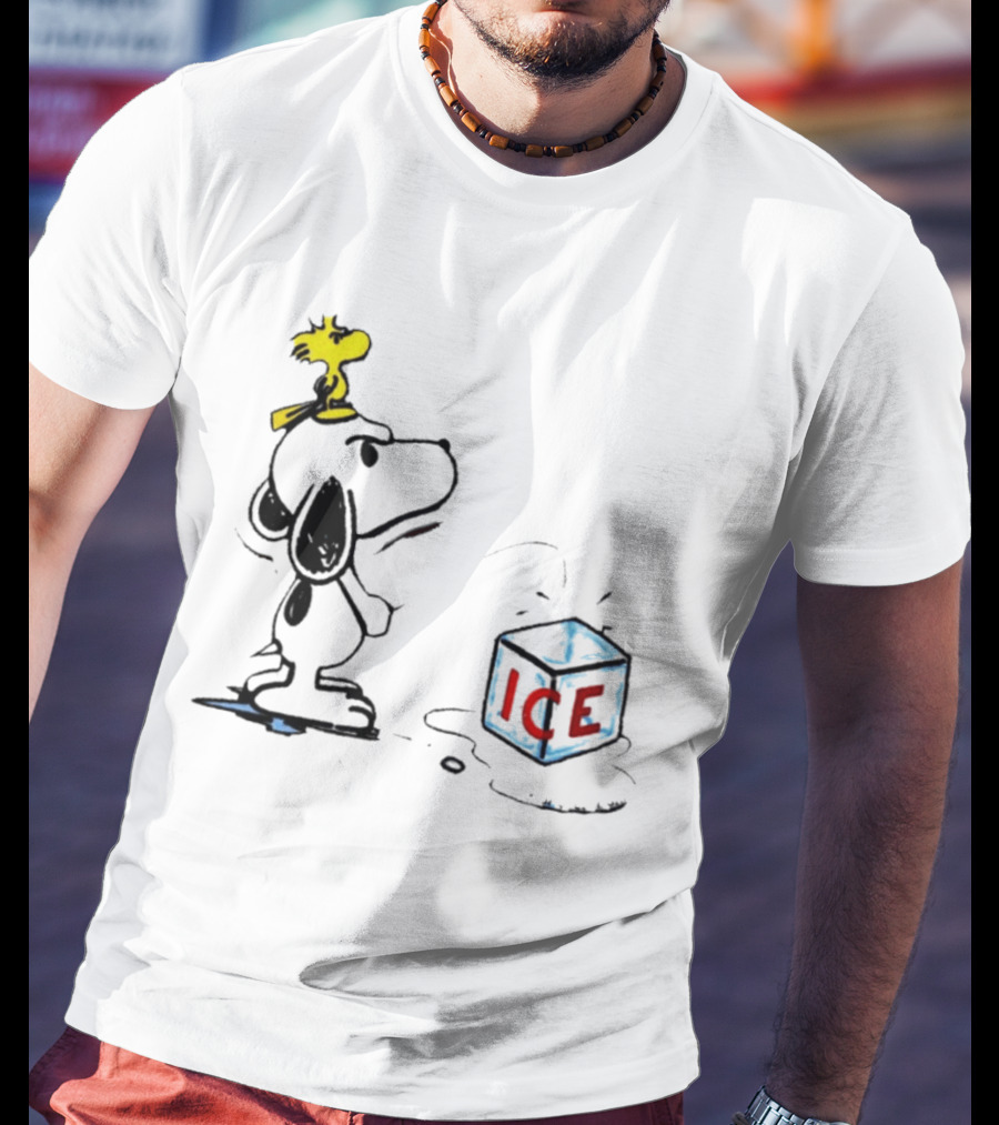 Snoopy Woodstock Piss On Ice Cube Block T-Shirt