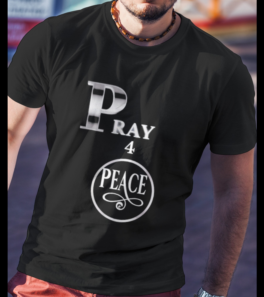 Pray 4 Peace Silver Letters Circular T-Shirt