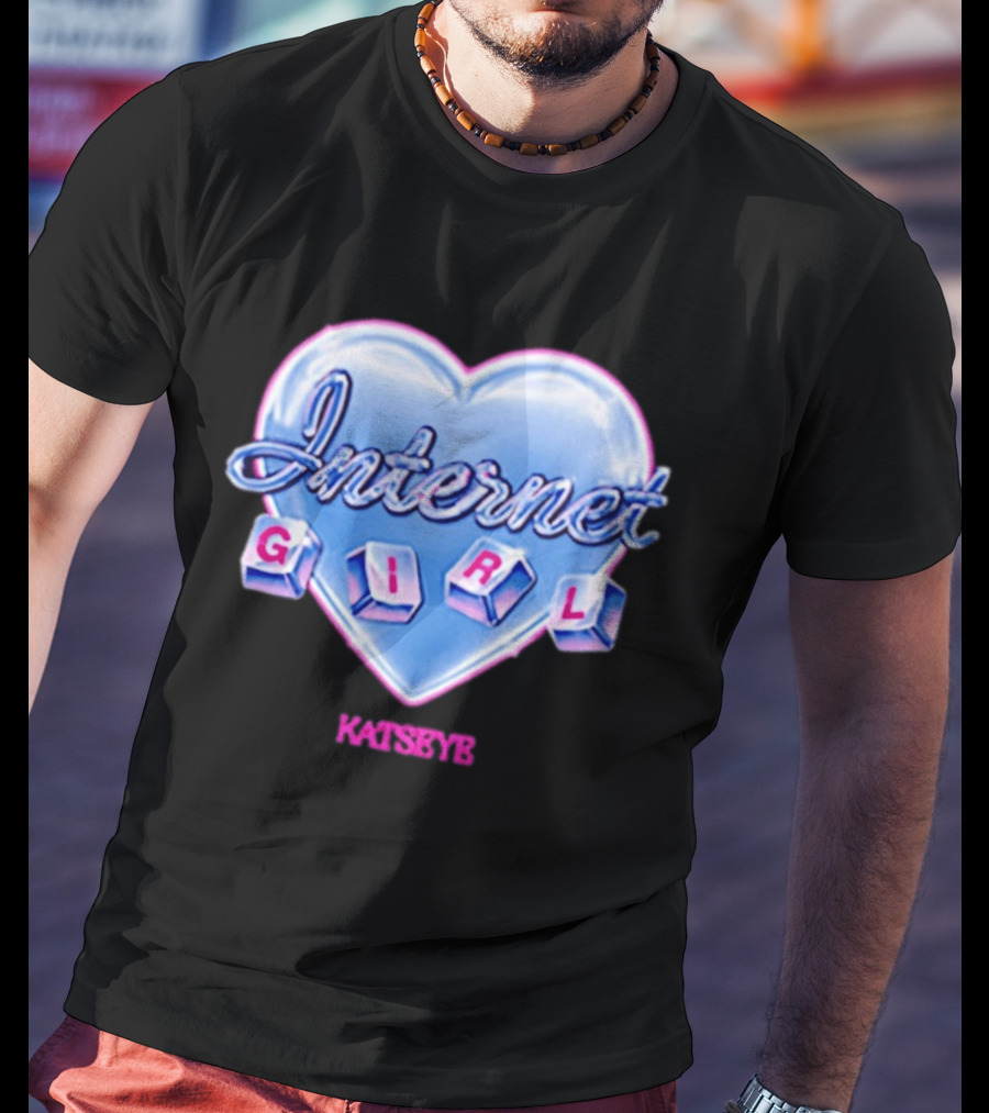 Katseye Internet Girl Neon Blue Heart T-Shirt