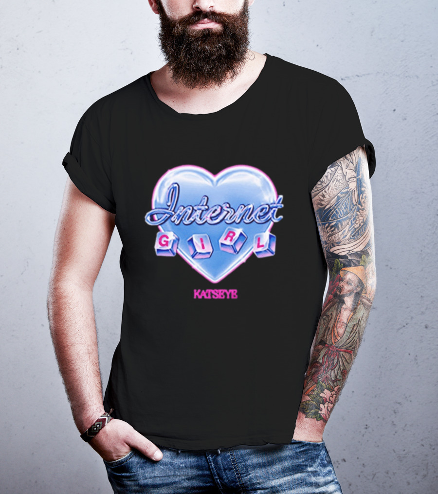 Katseye Internet Girl Neon Blue Heart T-Shirt