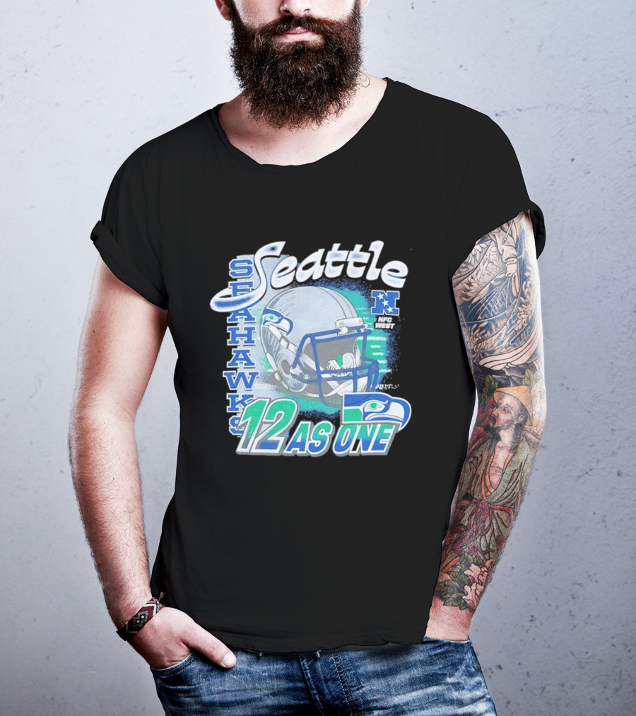 Seattle Seahawks 12 As One NFC West Football Helmet T-Shirt