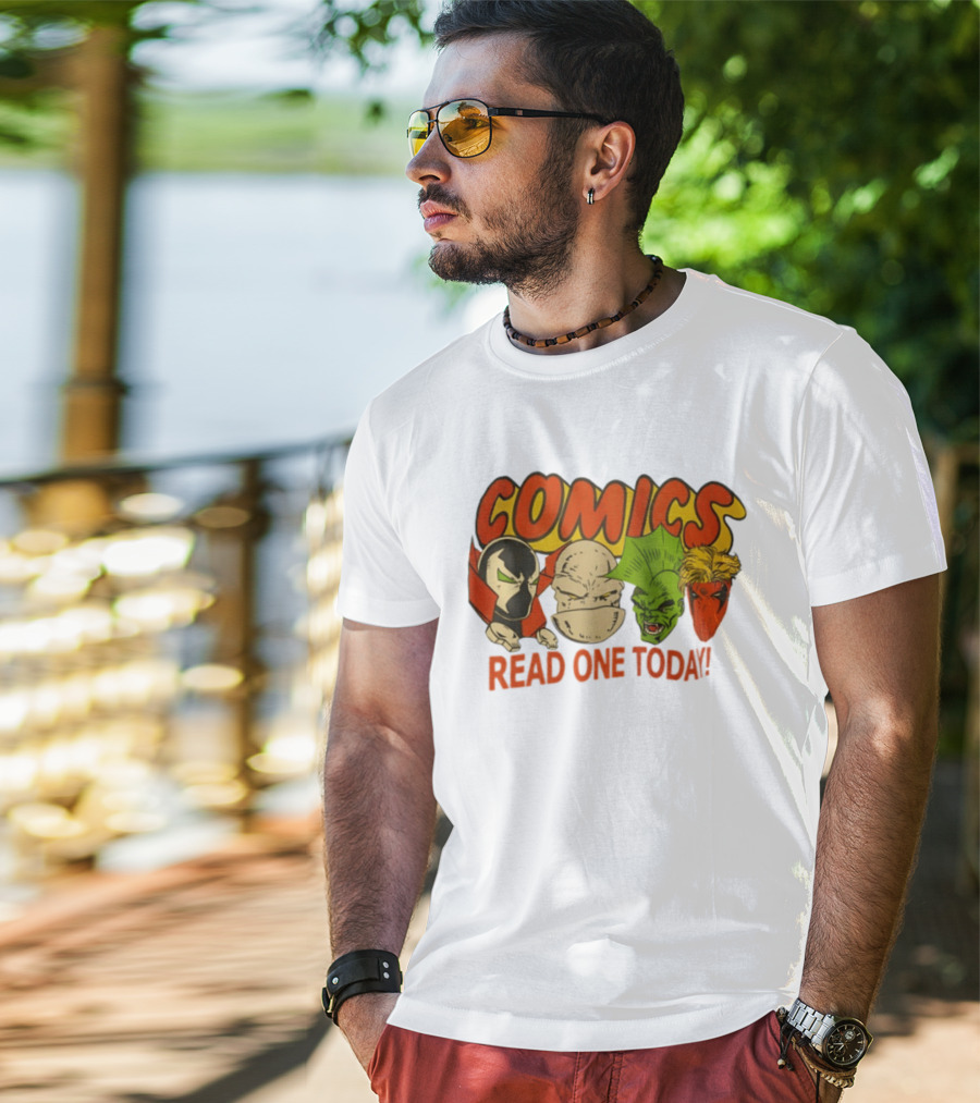 Comics Read One Today Characters Face T-Shirt
