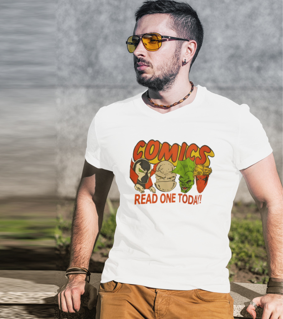 Comics Read One Today Characters Face T-Shirt