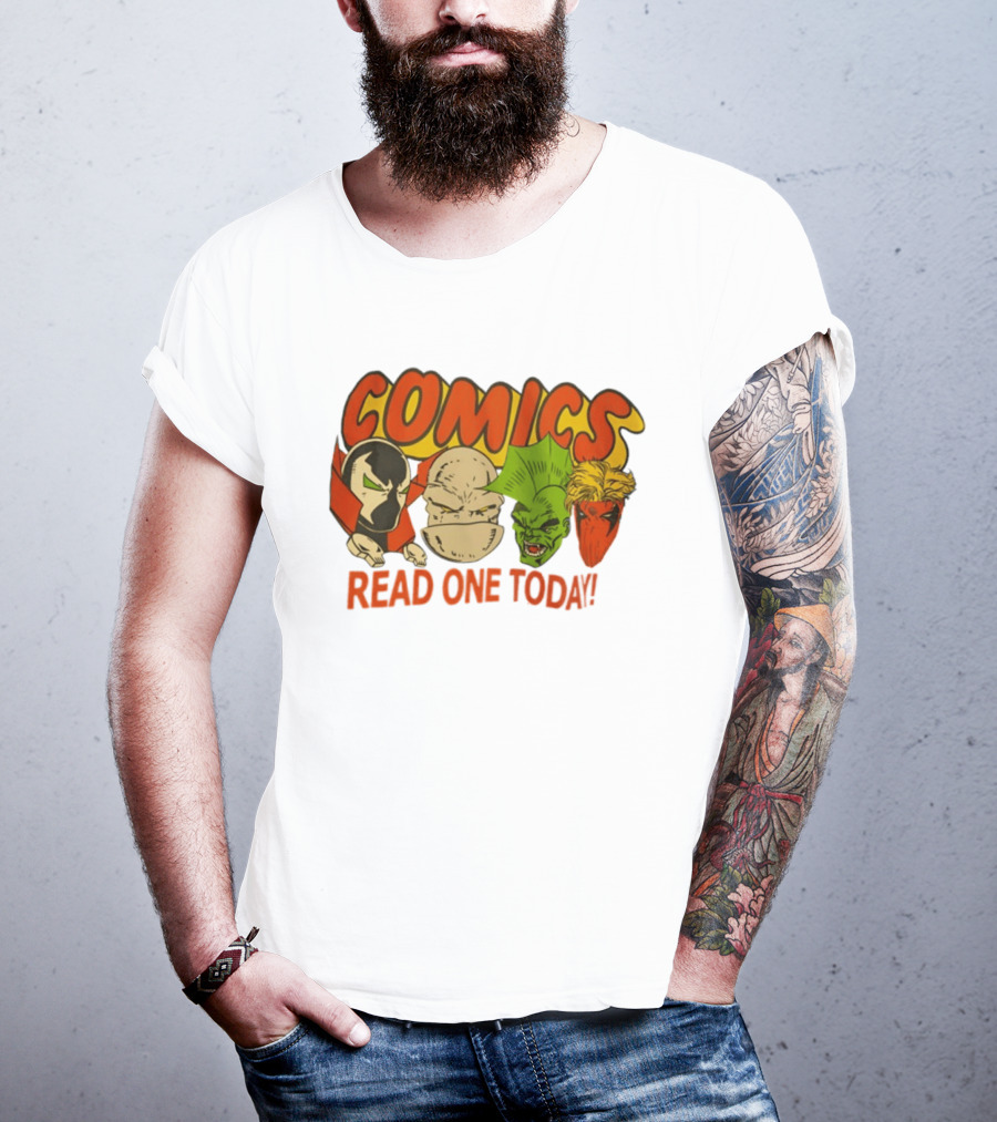 Comics Read One Today Characters Face T-Shirt