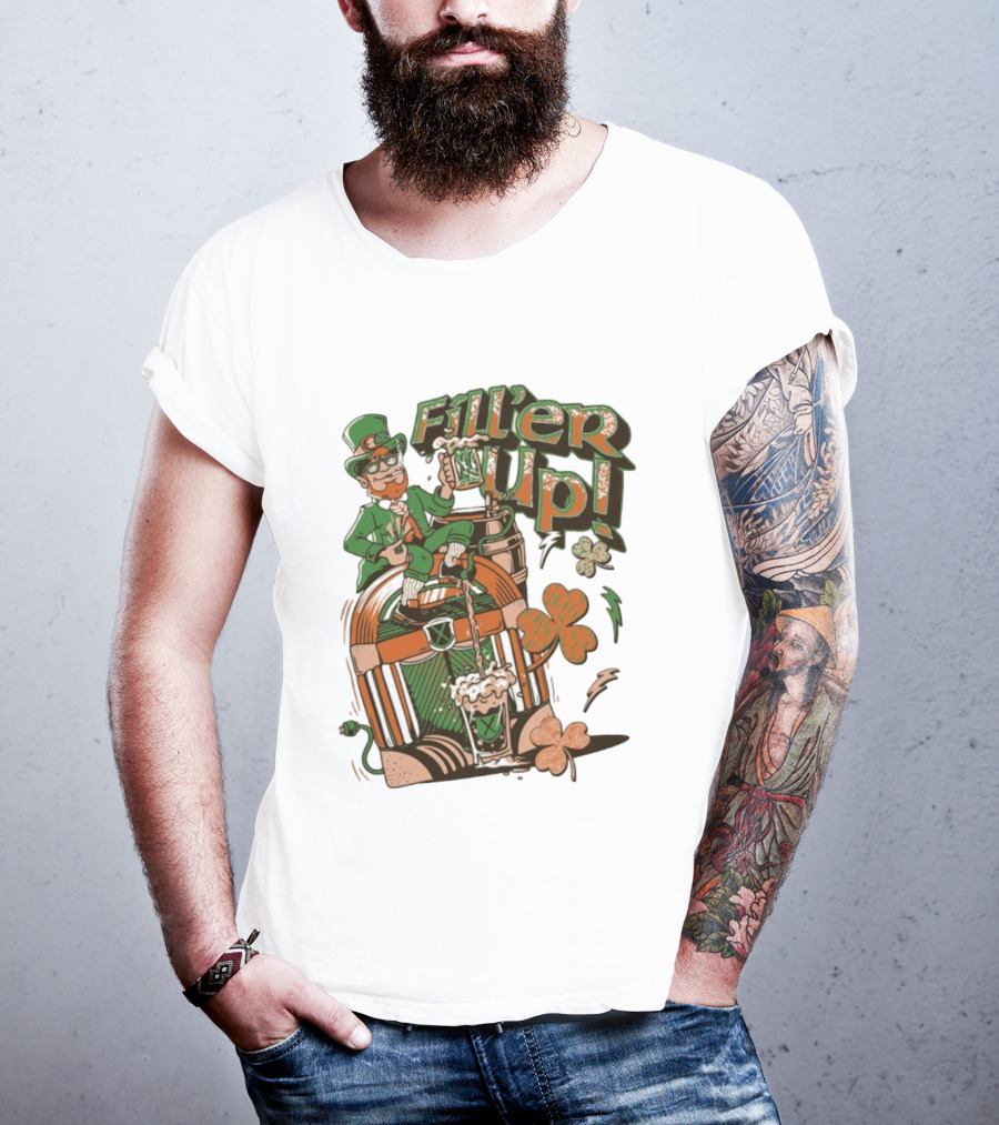Fill'er Up St. Patrick's Day Leprechaun Beer And Jukebox Celebration T-Shirt