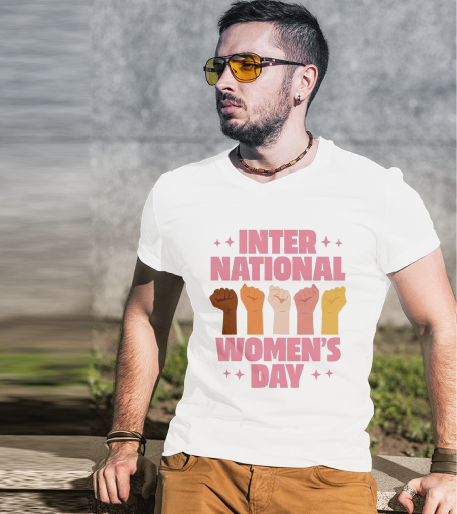 International Women's Day Raised Fists Empowerment Unity Celebration T-Shirt