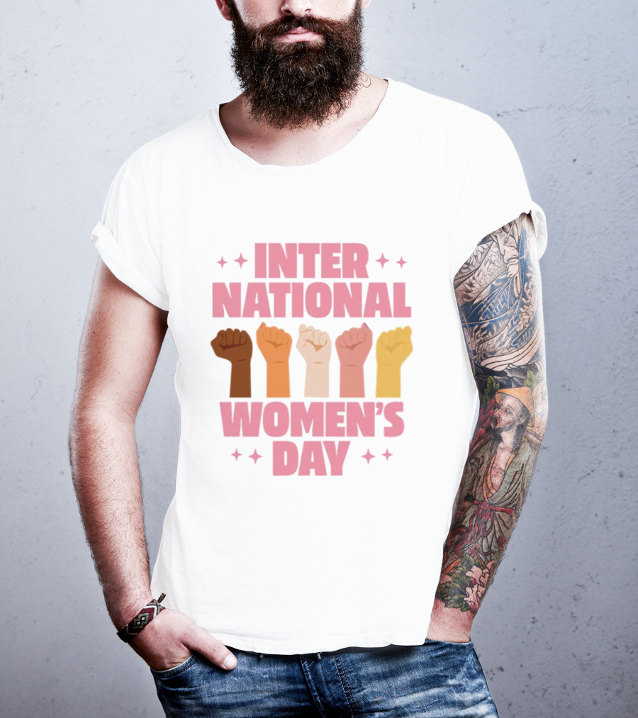 International Women's Day Raised Fists Empowerment Unity Celebration T-Shirt