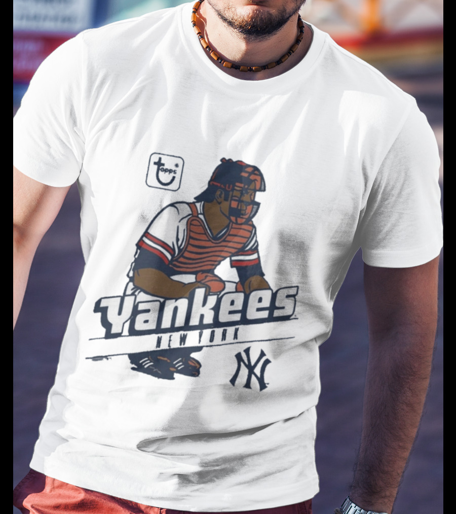 MLB Topps New York Yankees Catcher Cartoon Yankees NY T-Shirt