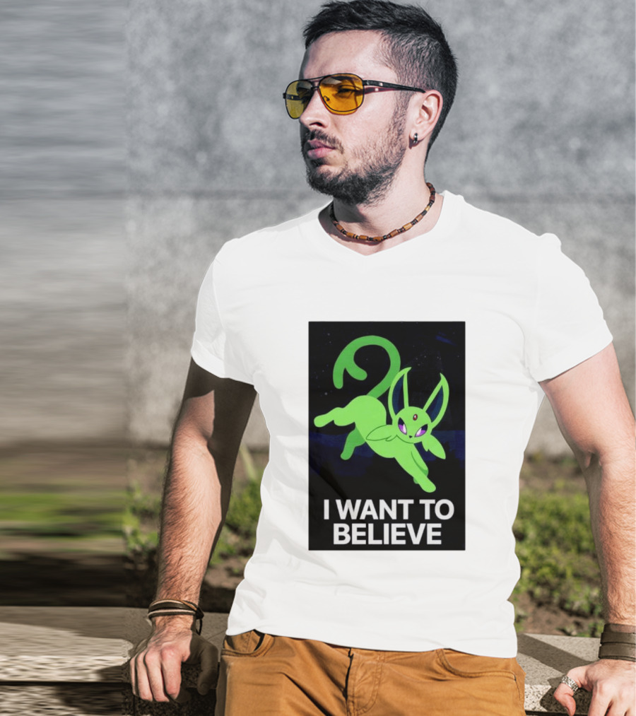 Shiny Espeon I Want To Believe Paranormal T-Shirt