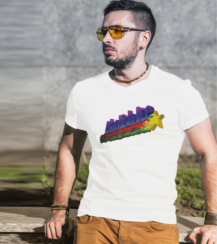 Abolish ICE Star Bold Text With Colorful Gradient And 3D Effect T-Shirt