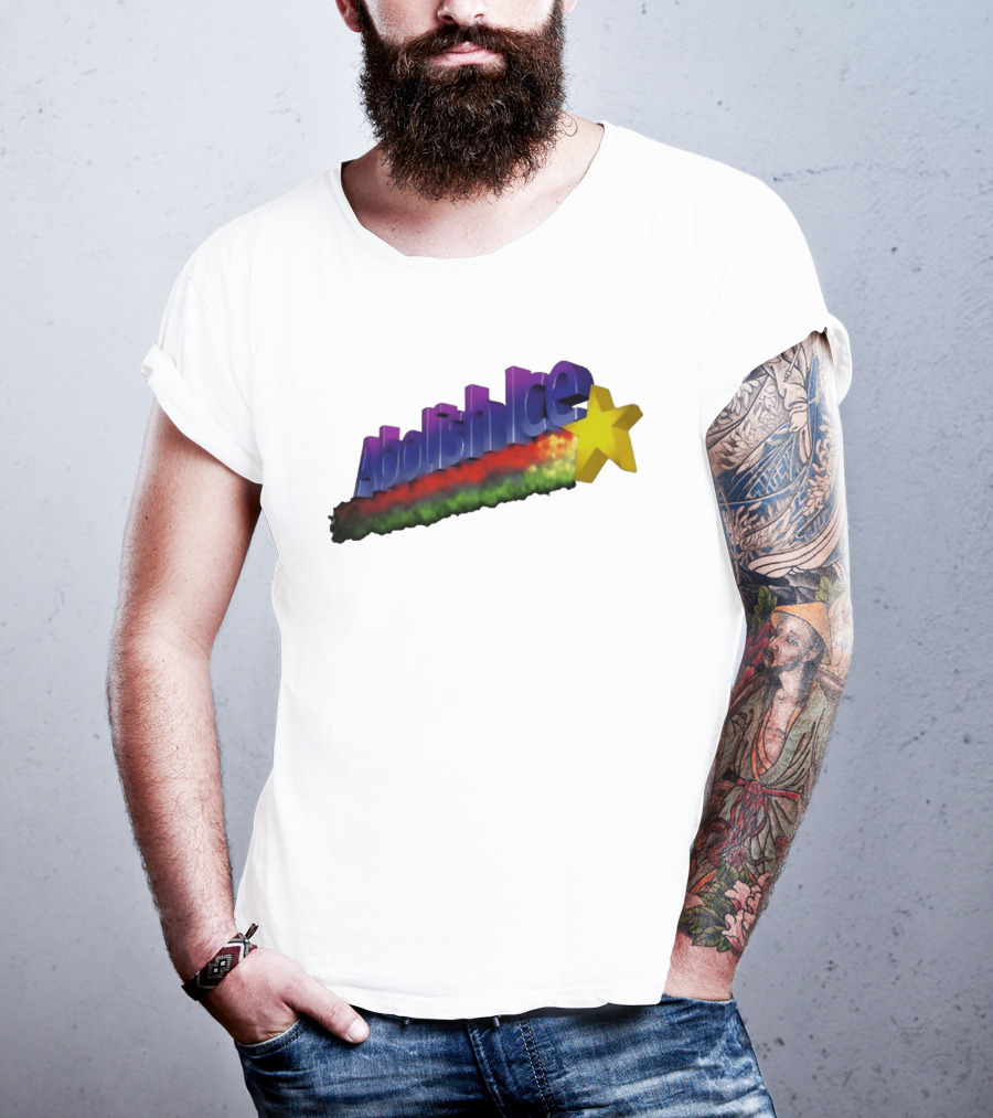 Abolish ICE Star Bold Text With Colorful Gradient And 3D Effect T-Shirt