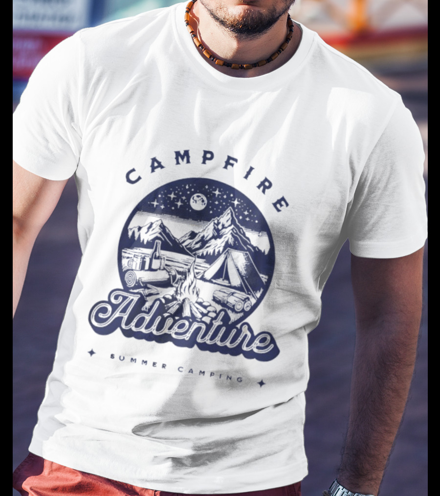 Campfire Adventure Mountains Summer Camping Experience T-Shirt