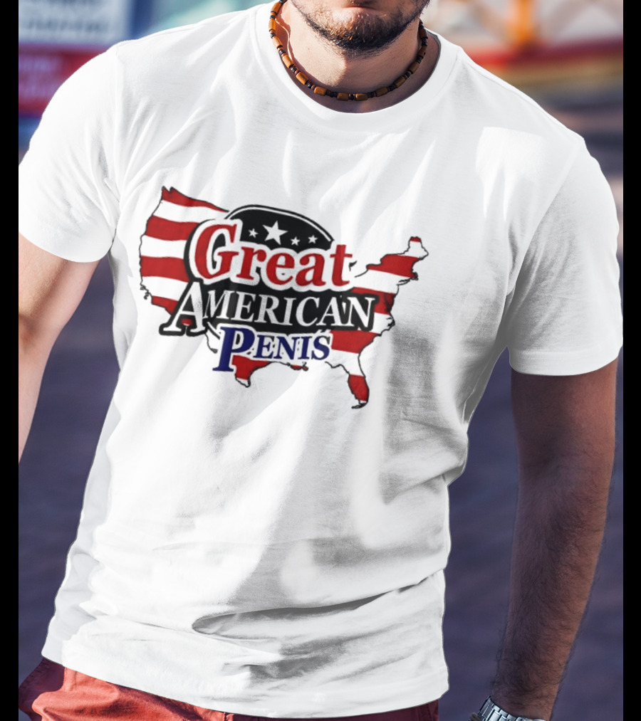 Great American Penis USA Map Flag Stars T-Shirt