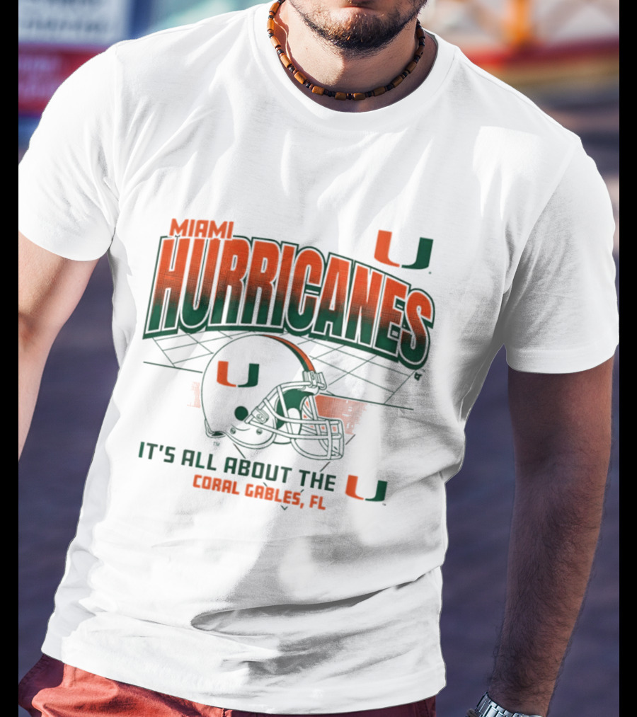 Miami Hurricanes Football Helmet It's All About The U Coral Gables 2026 T-Shirt