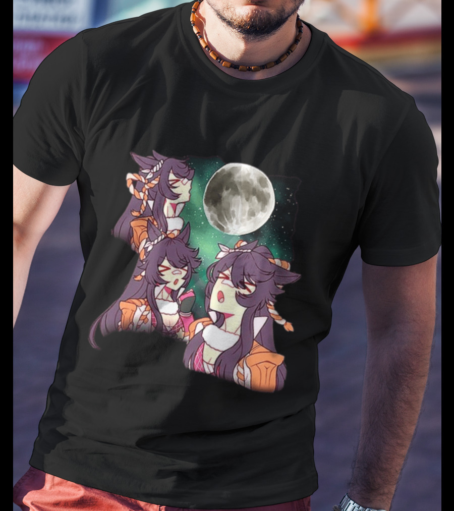 Agnes Tachyon Anime Character Three Wolf Moon Meme T-Shirt