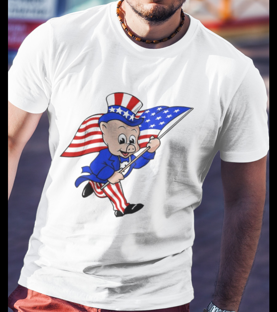Piggly Wiggly Patriotic July 4th Celebration With American Flag And Uncle Sam Hat T-Shirt