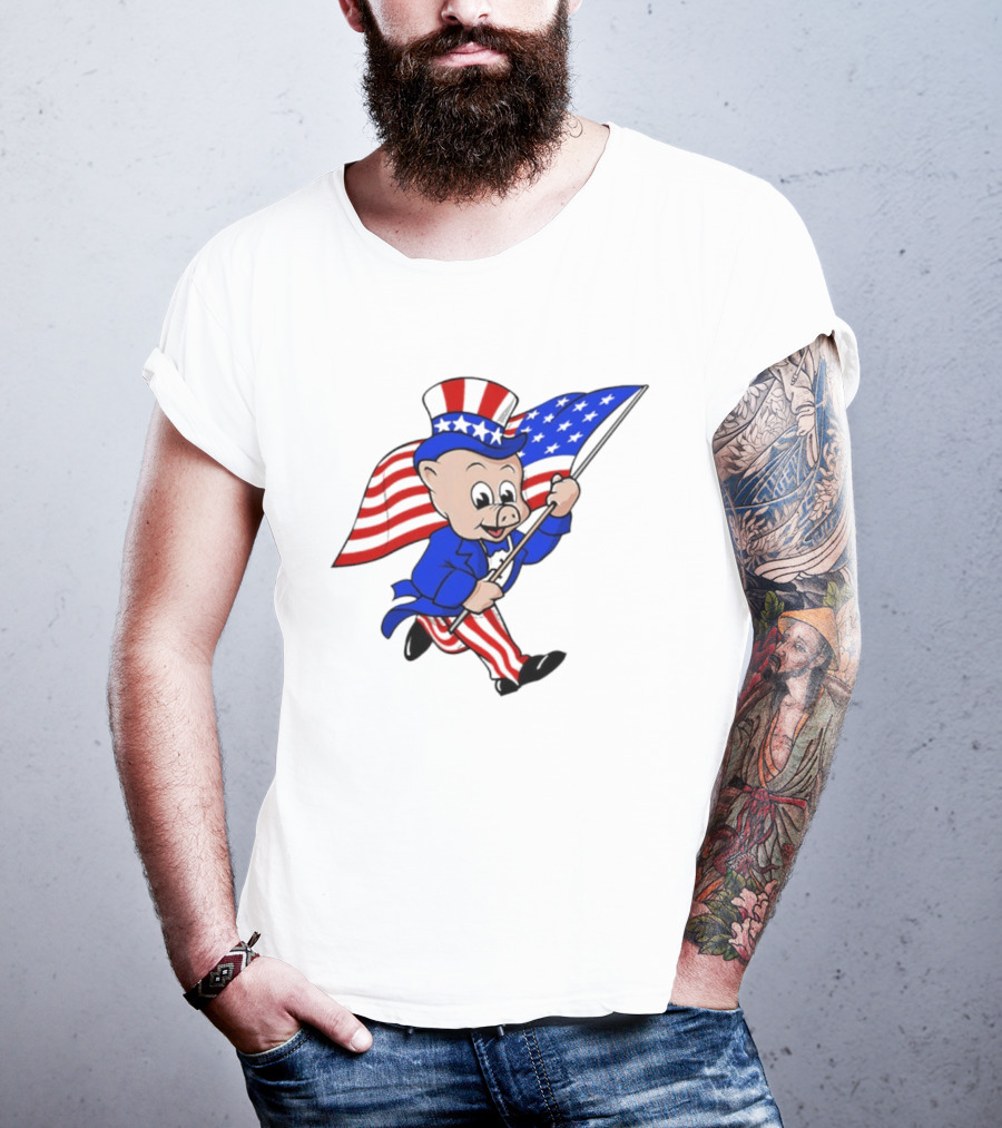 Piggly Wiggly Patriotic July 4th Celebration With American Flag And Uncle Sam Hat T-Shirt